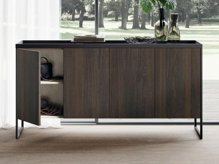 MISTY TRAY - Aluminium and wood sideboard with doors _ Guzzini & Fontana